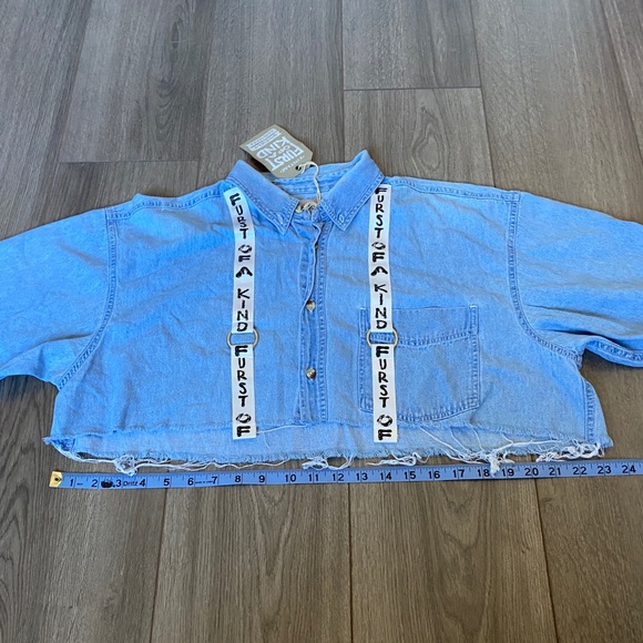 Furst Of A Kind Vintage Cut Off Button Down Top OS - Picture 7 of 12